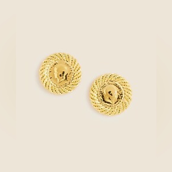 🍋2 for $10 🍋 J. Crew Ancient Roman Coin Rope Trimmed Round Goldtone Earrings - Picture 2 of 6